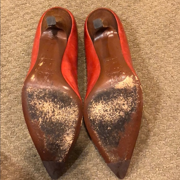 Celine red heels, with visible top stitching Sz 36 - Picture 5 of 6